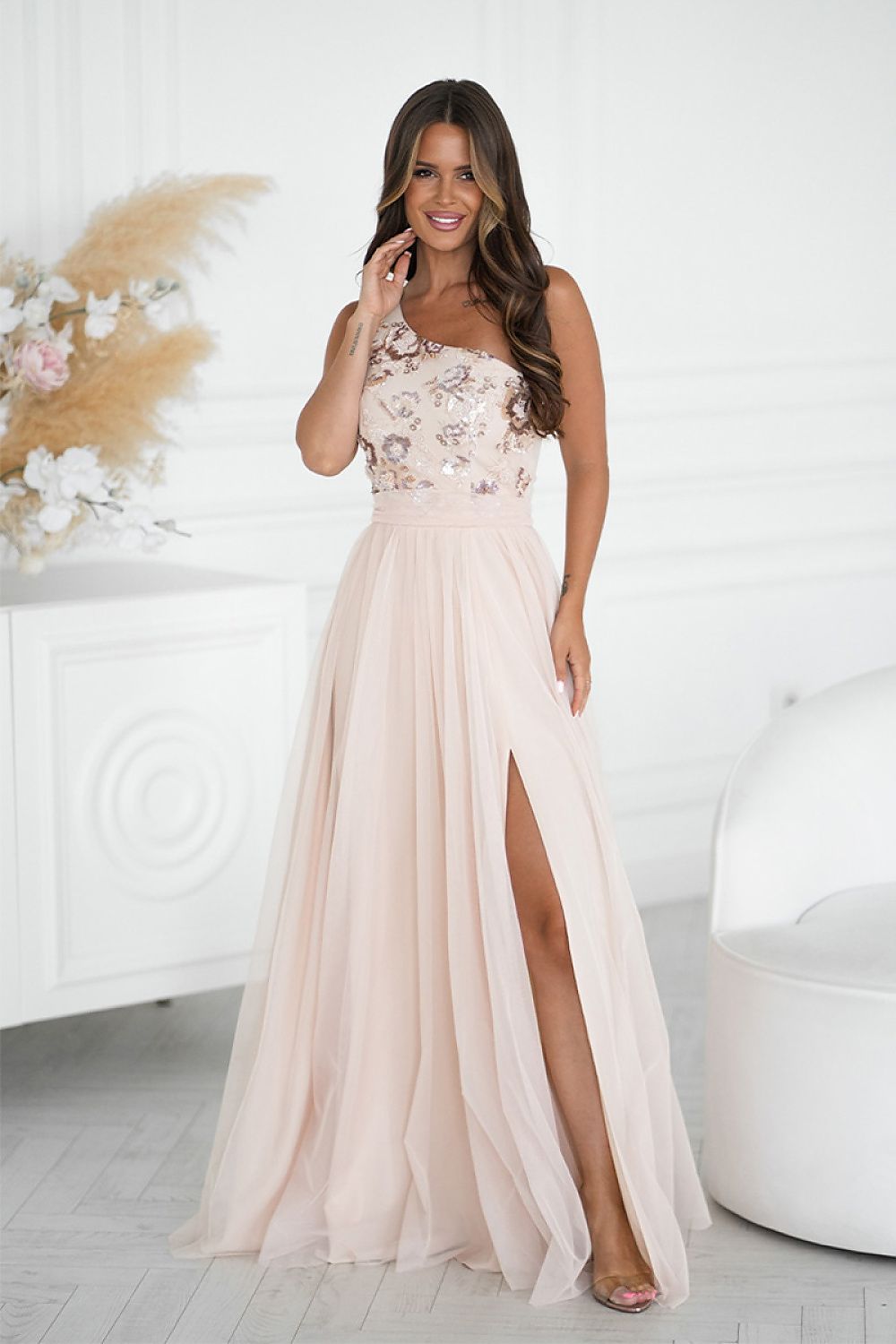  Langes Kleid model 220091 Bicotone 